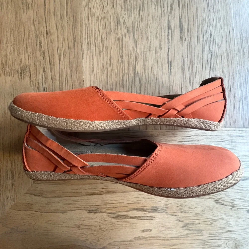 NWOB $90 UGG Tippie Fire Opal Orange Leather‎ Espadrille Flats Boho Shoes SIZE 7